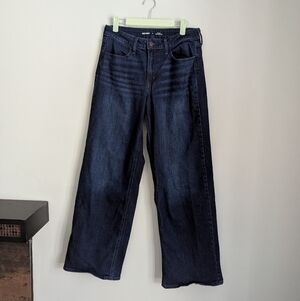 Old Navy Women's 8 High-Rise Wow Wide Leg Dark Wash Denim Jeans Pants